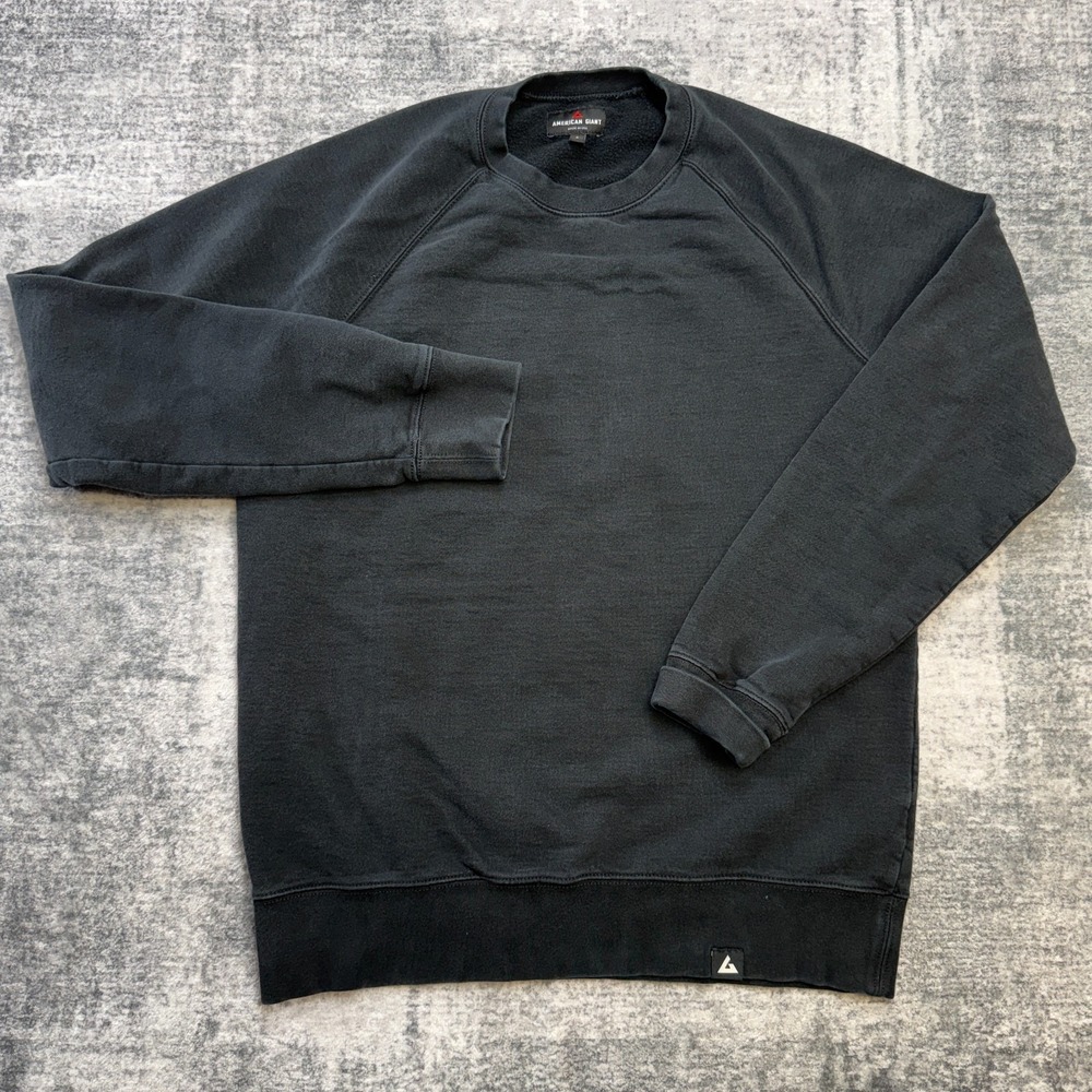 American Giant Sweatshirt Adult Small Black Fleece Crewneck Cotton USA Made